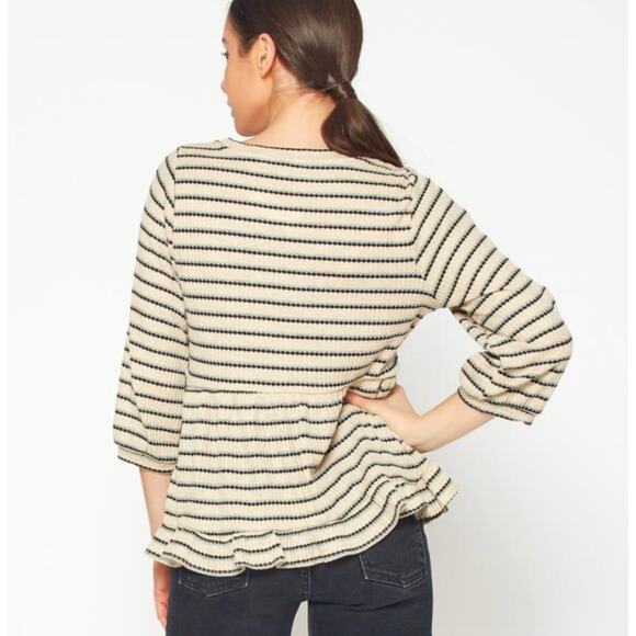 Anthropologie RO & DE Nori Stripe Waffle Knit Top - Picture 3 of 9